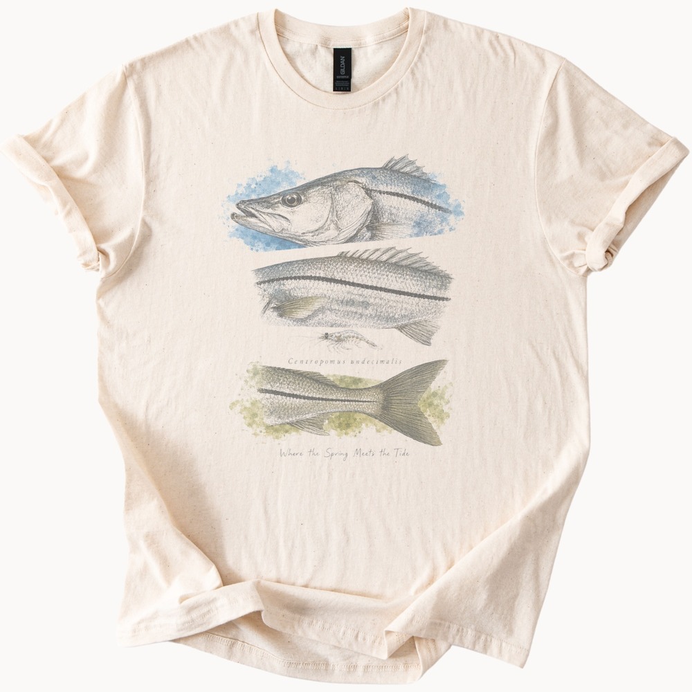 Detailed Fish Print Nature Inspired Botanical Tee